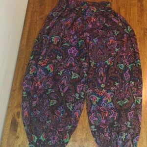 Vintage Ninon Paisley 80's Balloon Style MC Hammer Neon Pants Festival Rave  M